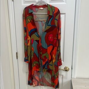 Easel Multicolor Floral Shirt Dress